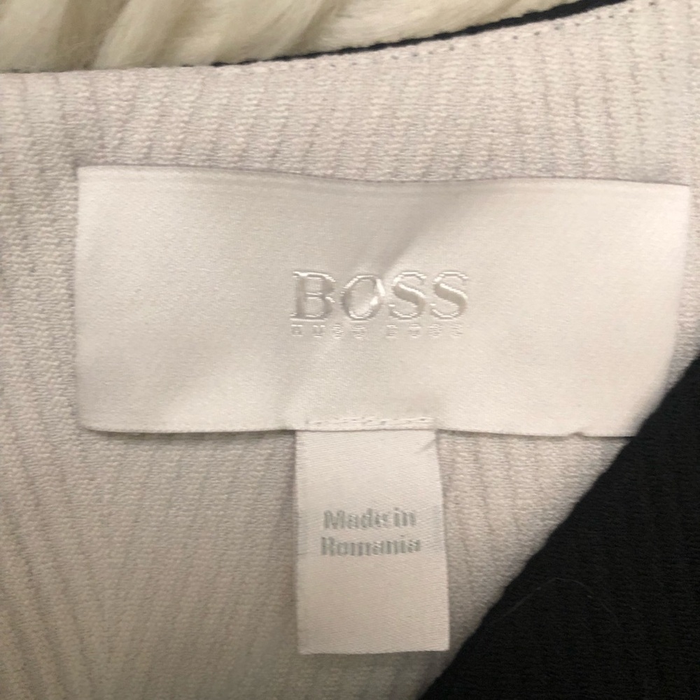 Boss Hugo Boss Textured Colorblock Classic Black White Sheath Dress size L - Picture 4 of 16